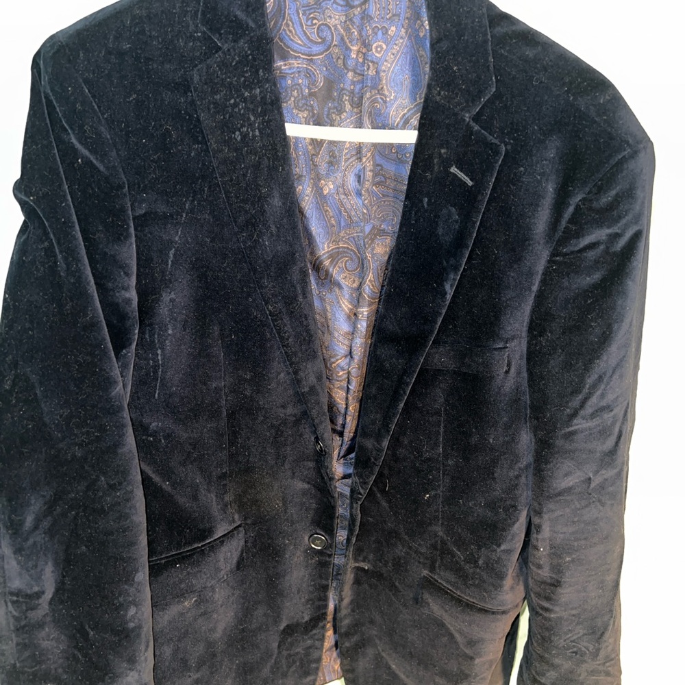 Modern Lux Navy Blue Velvet Jacket with Blue Paisley Interior